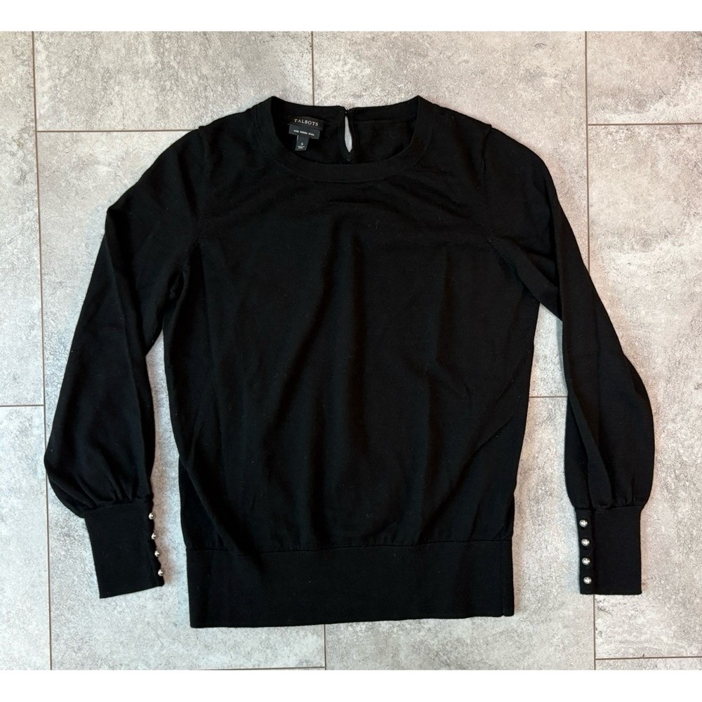 Talbots Merino Wool Black Sweater S Capsule Wardrobe Minimalist Old Money Preppy